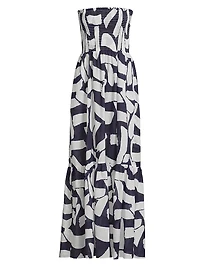 Olen Graphic Brushstroke Cotton Voile Dress