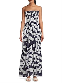 Olen Graphic Brushstroke Cotton Voile Dress