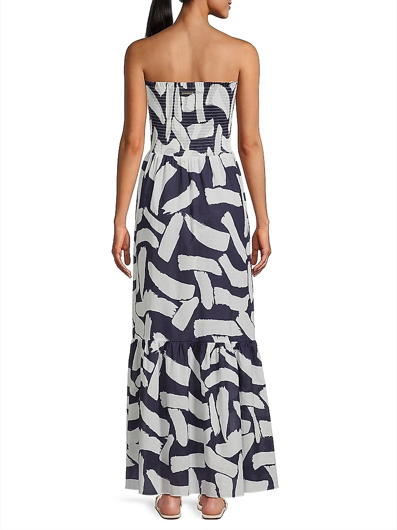 Olen Graphic Brushstroke Cotton Voile Dress