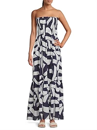 Olen Graphic Brushstroke Cotton Voile Dress