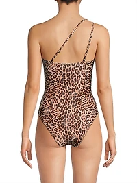 Leopard One-Shoulder One-Piece Swimsuit