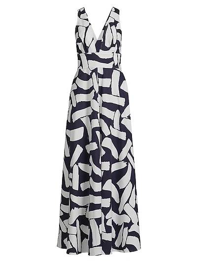 Catarina Brushstroke Poplin Maxi Dress