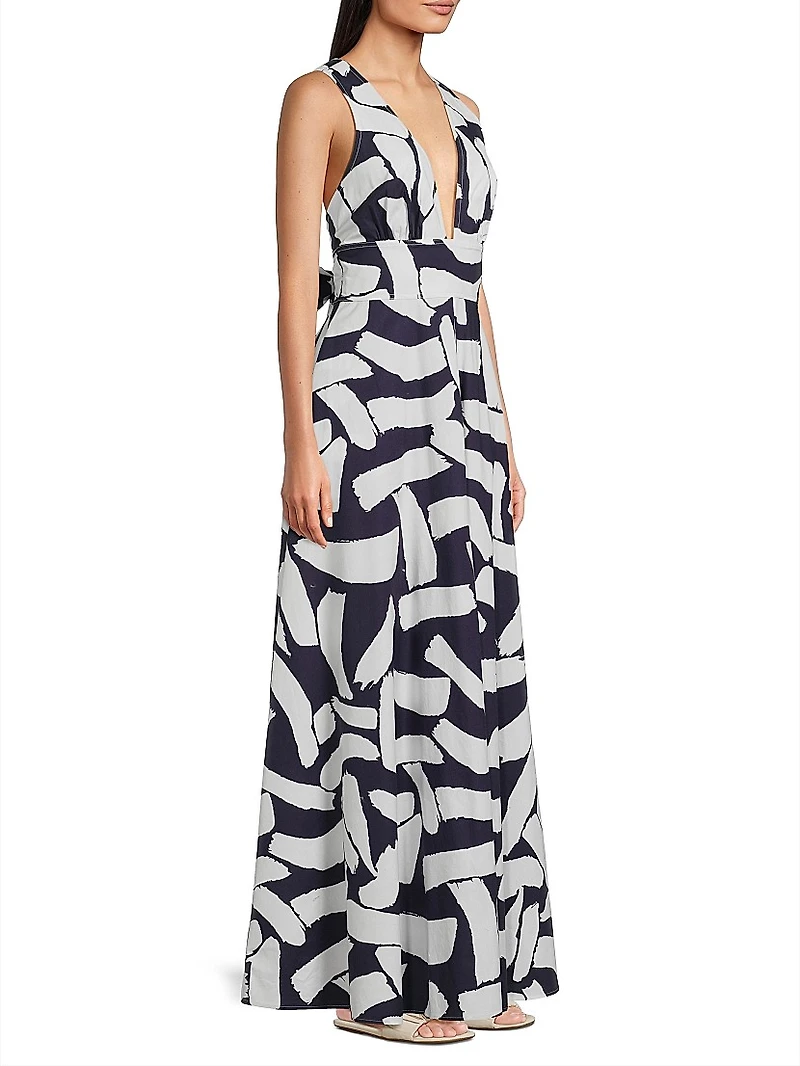 Catarina Brushstroke Poplin Maxi Dress
