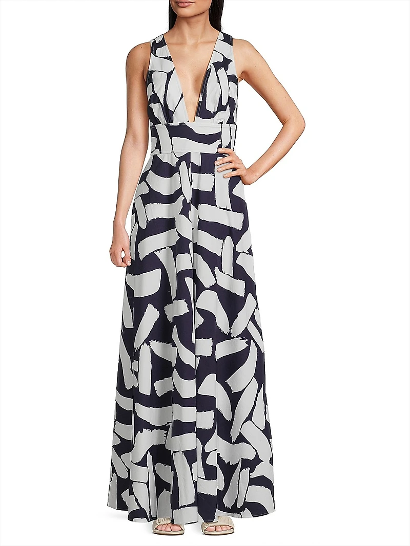 Catarina Brushstroke Poplin Maxi Dress