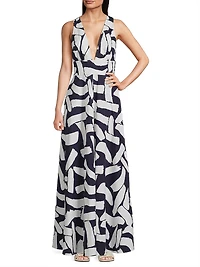 Catarina Brushstroke Poplin Maxi Dress