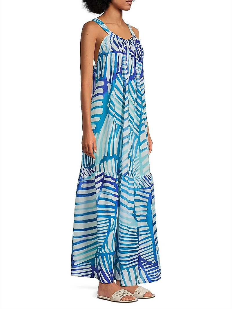 Abstract-Print Halter Cover-Up Maxi Dress