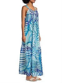 Abstract-Print Halter Cover-Up Maxi Dress