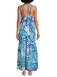 Abstract-Print Halter Cover-Up Maxi Dress