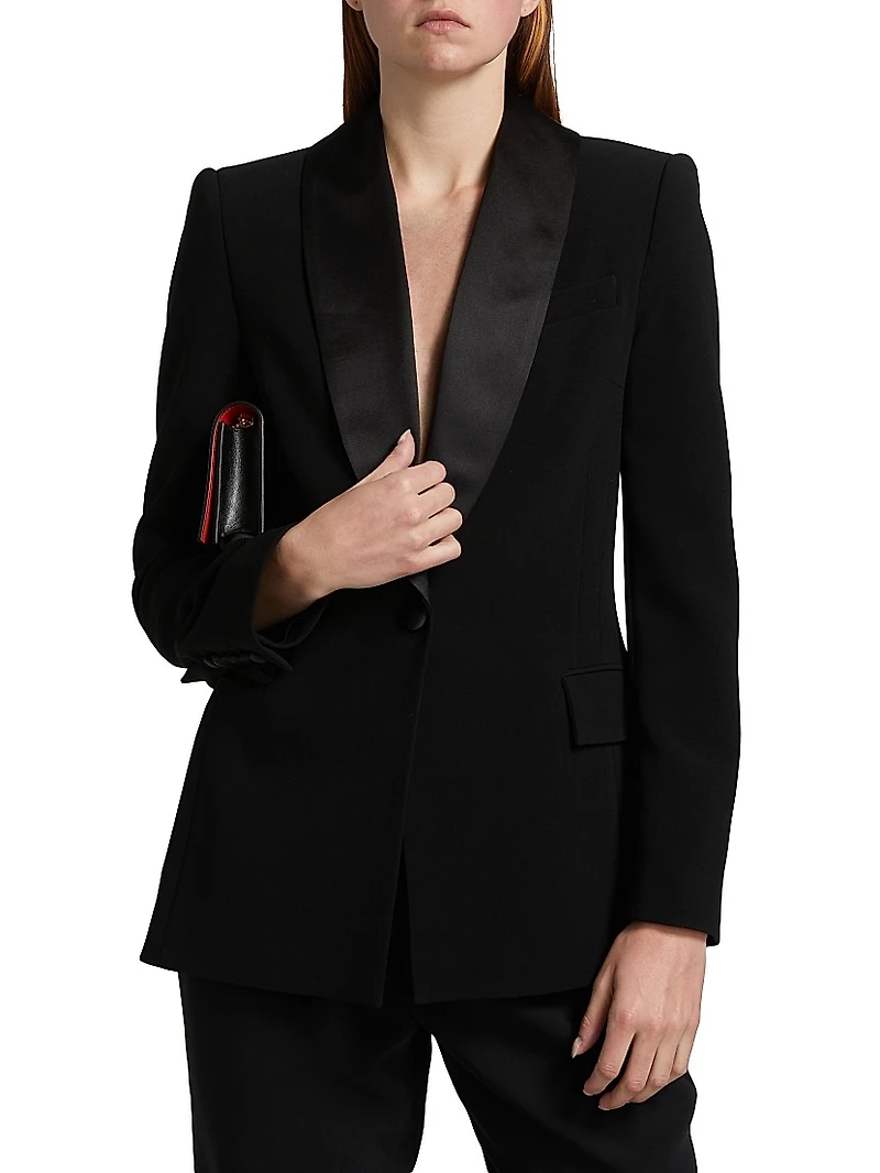 Satin Shawl Lapel Blazer