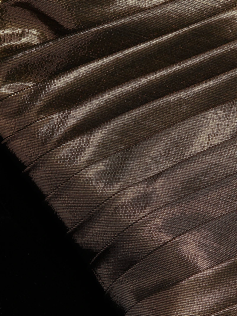 Metallic Pleated Pencil Midi-Dress