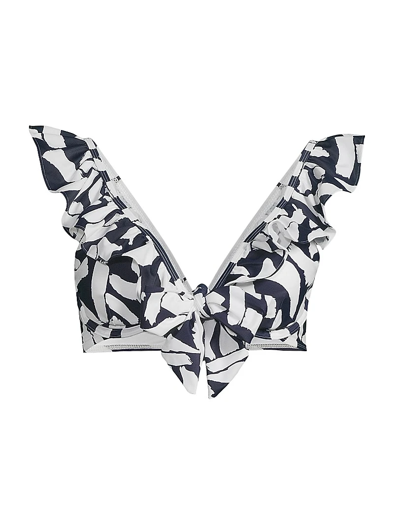 Brushstroke Ruffled Bikini Top