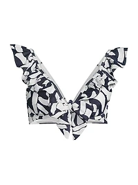 Brushstroke Ruffled Bikini Top