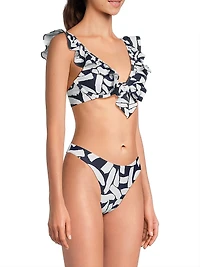 Brushstroke Ruffled Bikini Top