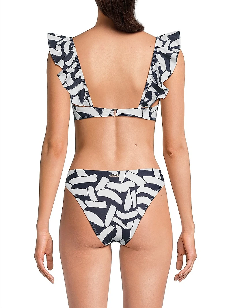 Brushstroke Ruffled Bikini Top