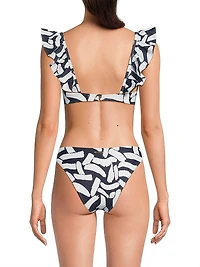 Brushstroke Ruffled Bikini Top