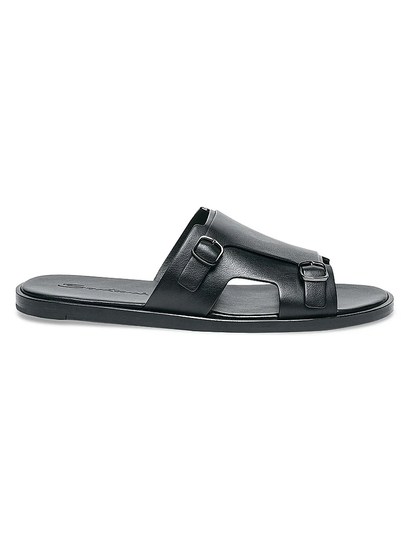 Erik Buckle-Accented Leather Sandals