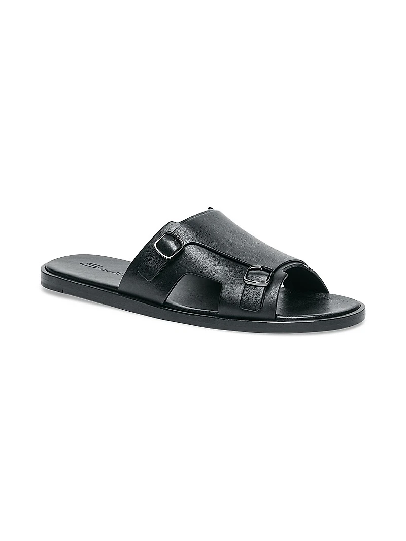 Erik Buckle-Accented Leather Sandals