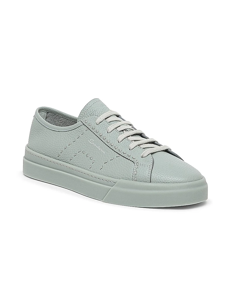 Double Buckle Zoom Leather Low-Top Sneakers
