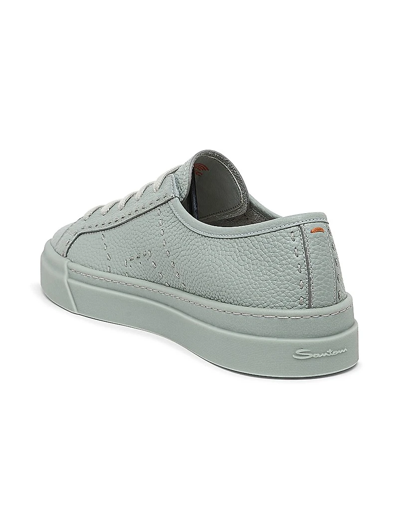 Double Buckle Zoom Leather Low-Top Sneakers