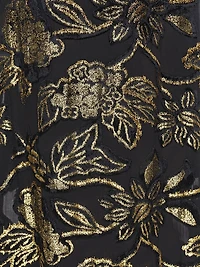 Marzia Flocked Velvet Drape-Front Gown