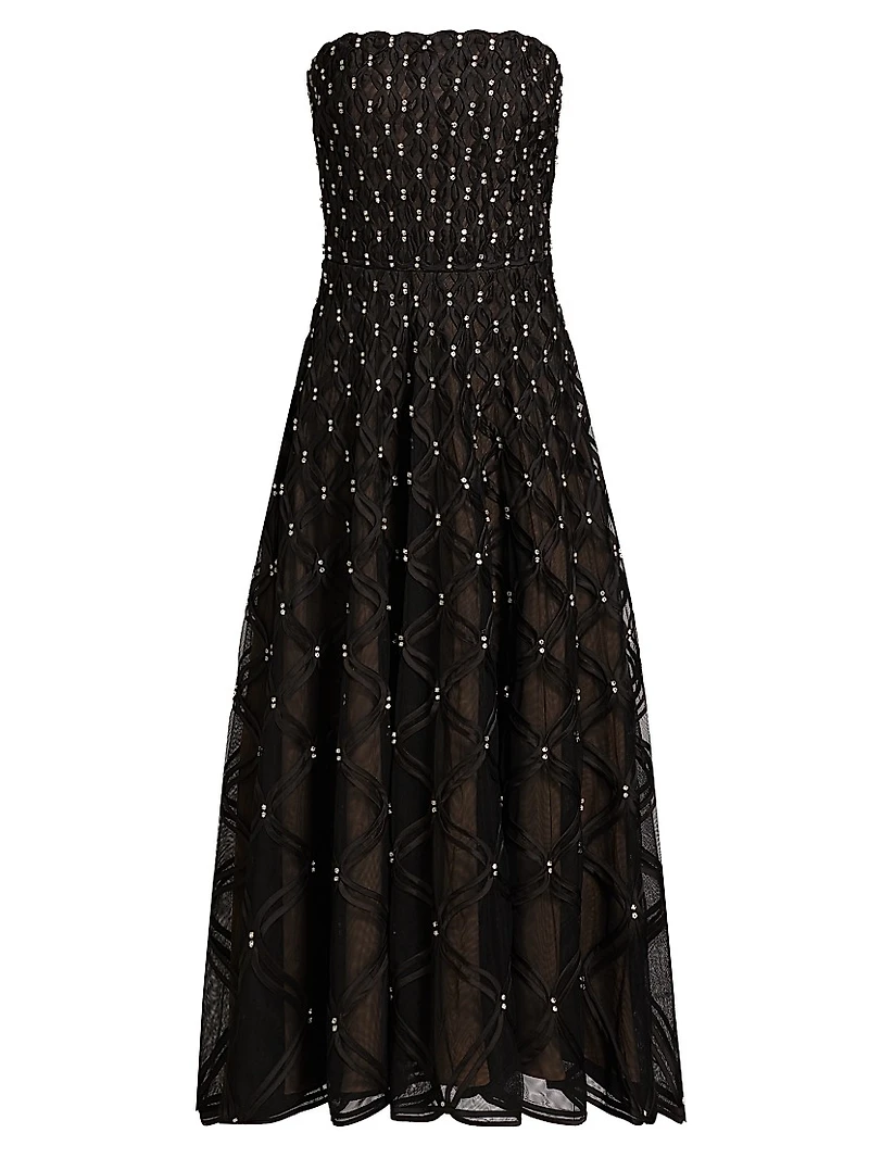 Xolani Embellished Strapless Midi-Dress