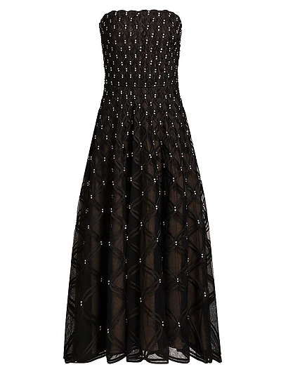 Xolani Embellished Strapless Midi-Dress