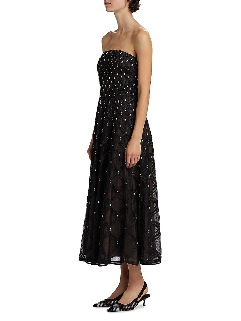 Xolani Embellished Strapless Midi-Dress