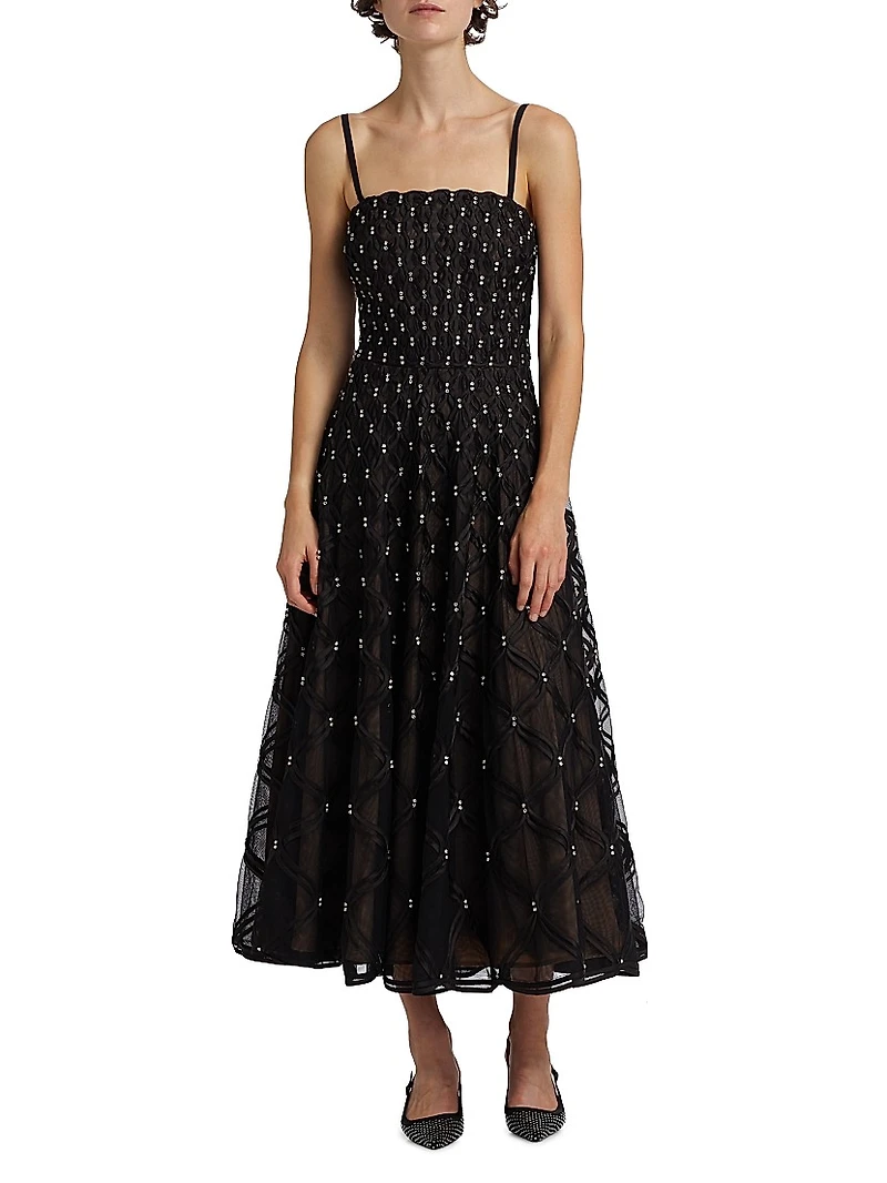 Xolani Embellished Strapless Midi-Dress