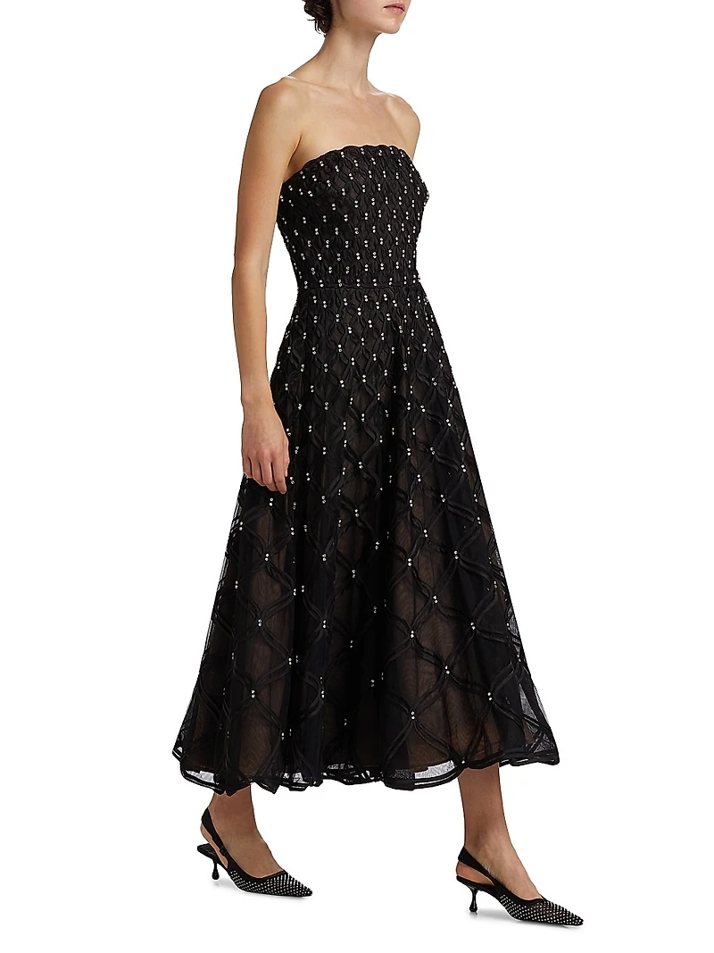 Xolani Embellished Strapless Midi-Dress
