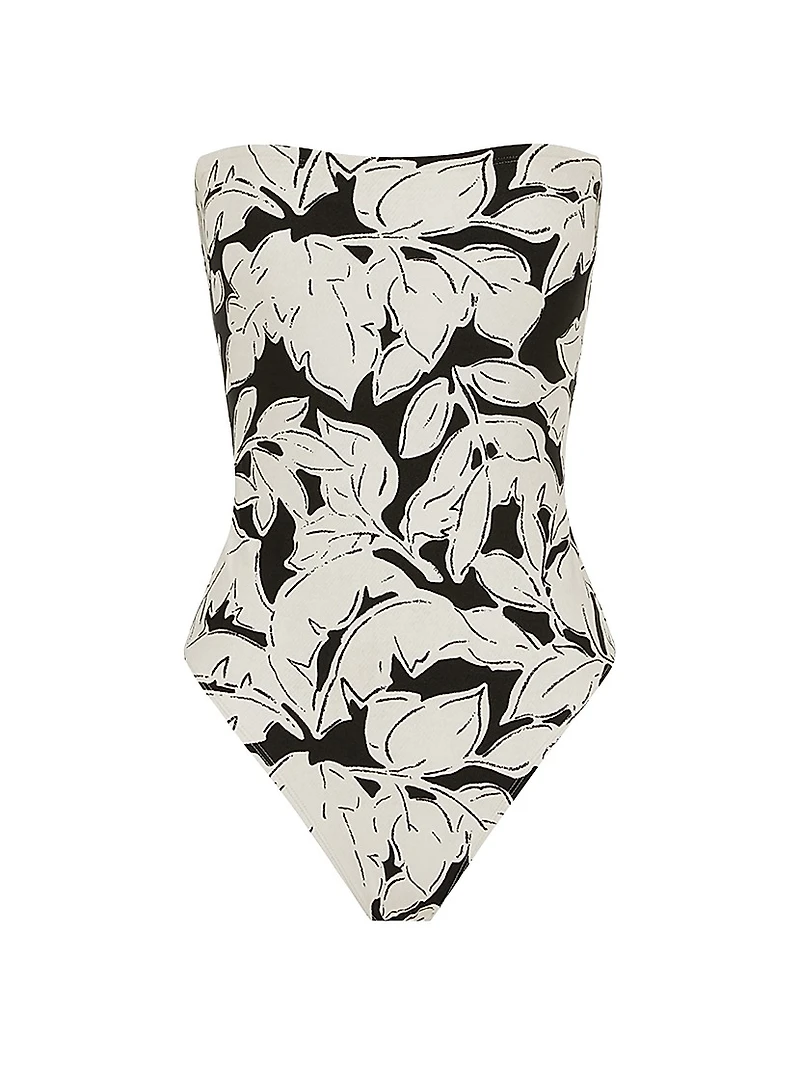 Strapless Floral One-Piece Swimsuit