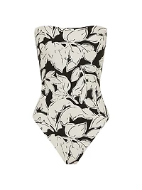 Strapless Floral One-Piece Swimsuit