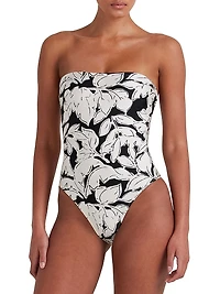 Strapless Floral One-Piece Swimsuit