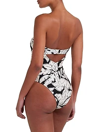 Strapless Floral One-Piece Swimsuit