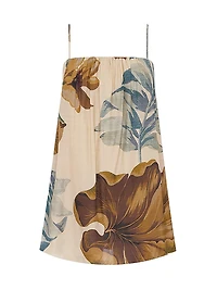 Draped Botanical Print Minidress