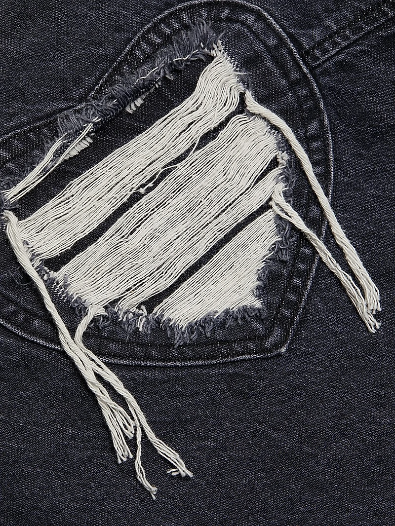 Heart Patchwork Long-Sleeve Denim Shirt