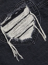 Heart Patchwork Long-Sleeve Denim Shirt