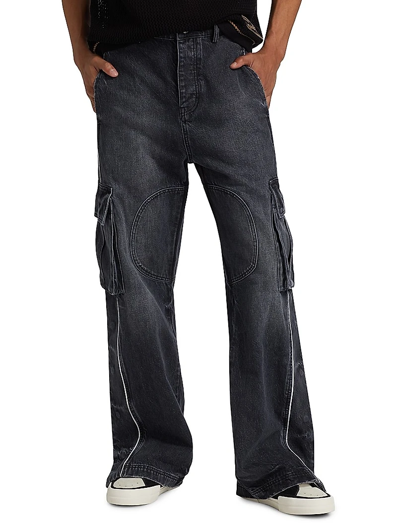 Denim Track Logo Cargo Pants
