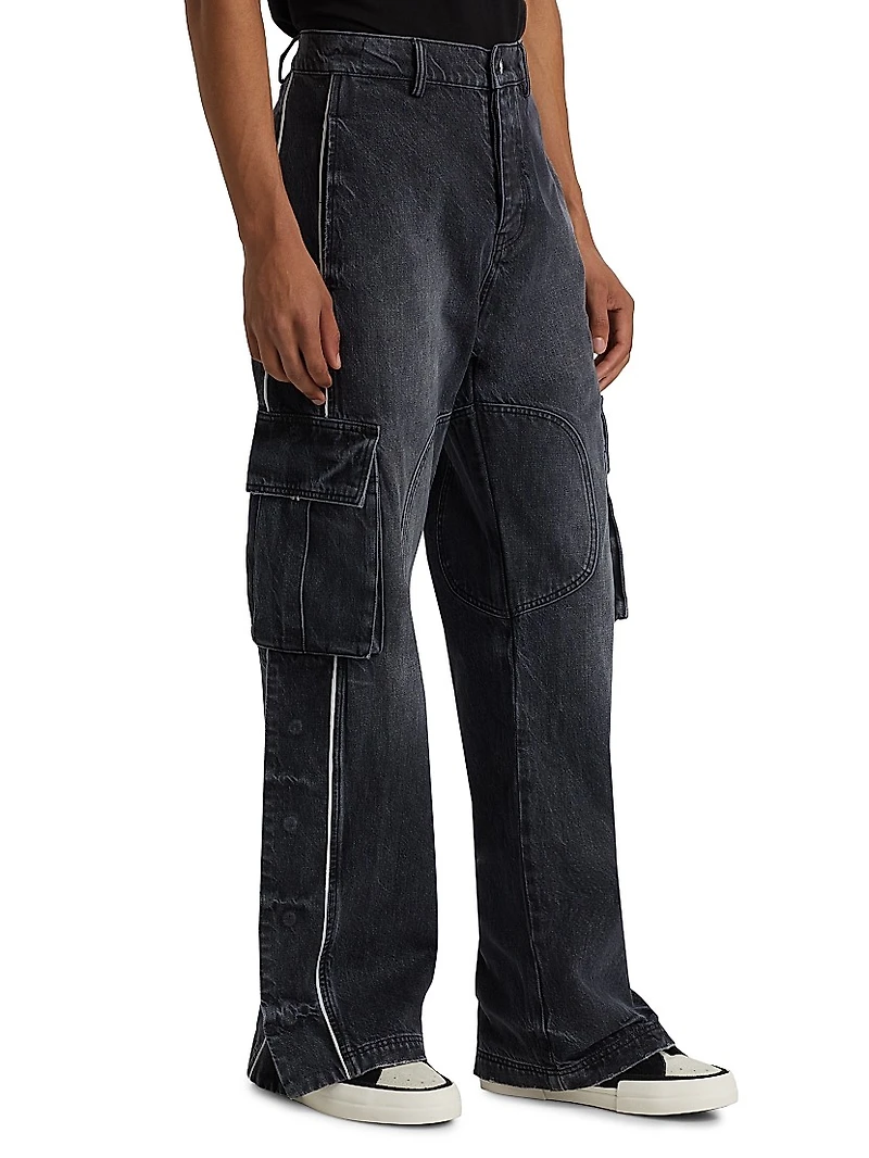 Denim Track Logo Cargo Pants