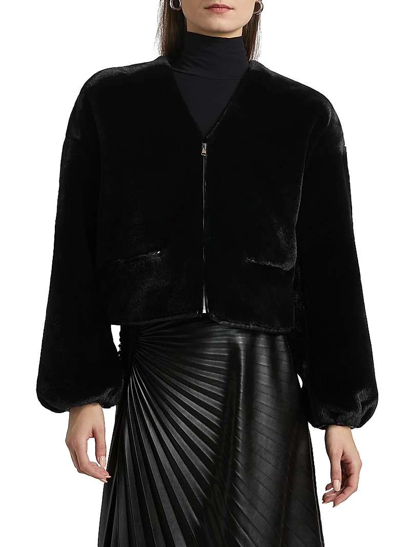 Neptune Faux Fur Zip-Front Jacket