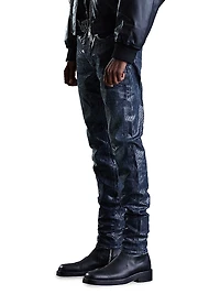 Tiled Overlay Slim-Fit Jeans