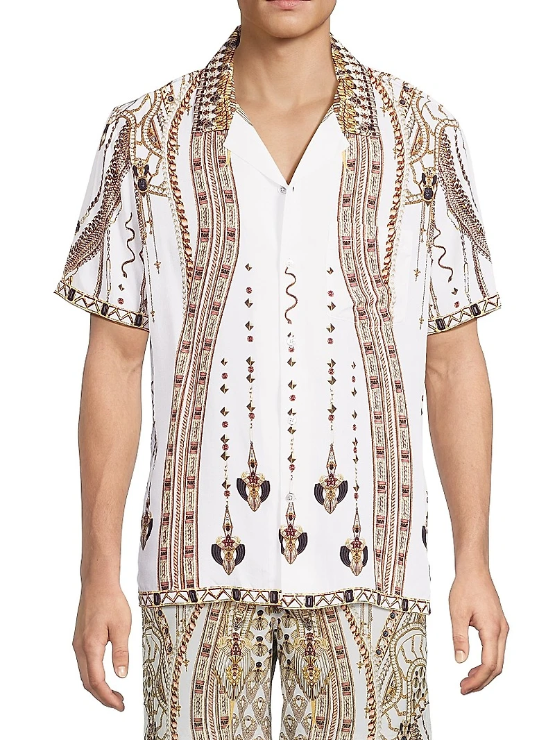 Printed Short-Sleeve Camp Shirt
