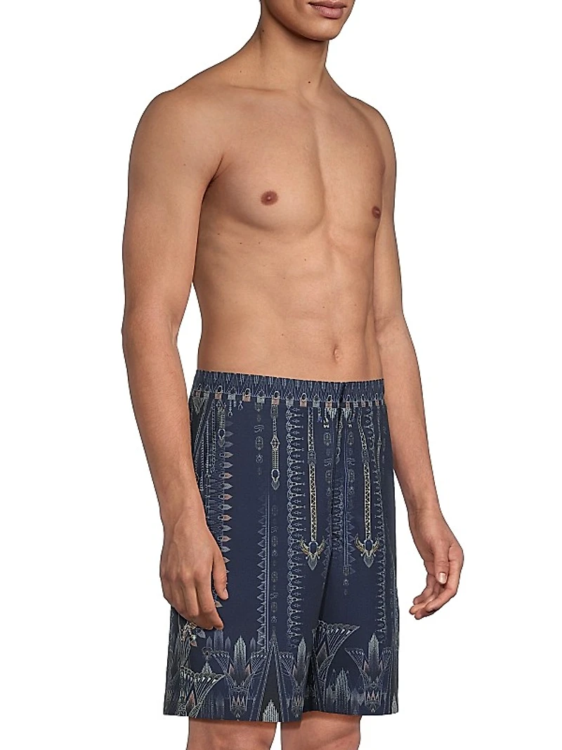 Printed Mid-Length Trail Shorts