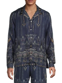 Silk Long-Sleeve Camp Collar Shirt