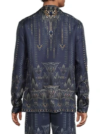 Silk Long-Sleeve Camp Collar Shirt