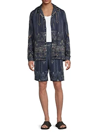 Silk Long-Sleeve Camp Collar Shirt