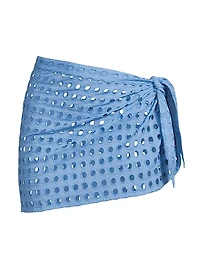 The Mini Wrap Eyelet Cotton Pareo Skirt