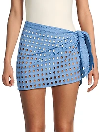 The Mini Wrap Eyelet Cotton Pareo Skirt