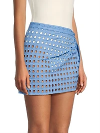 The Mini Wrap Eyelet Cotton Pareo Skirt