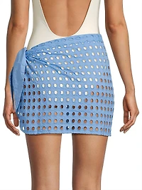 The Mini Wrap Eyelet Cotton Pareo Skirt