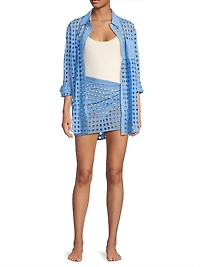 The Mini Wrap Eyelet Cotton Pareo Skirt